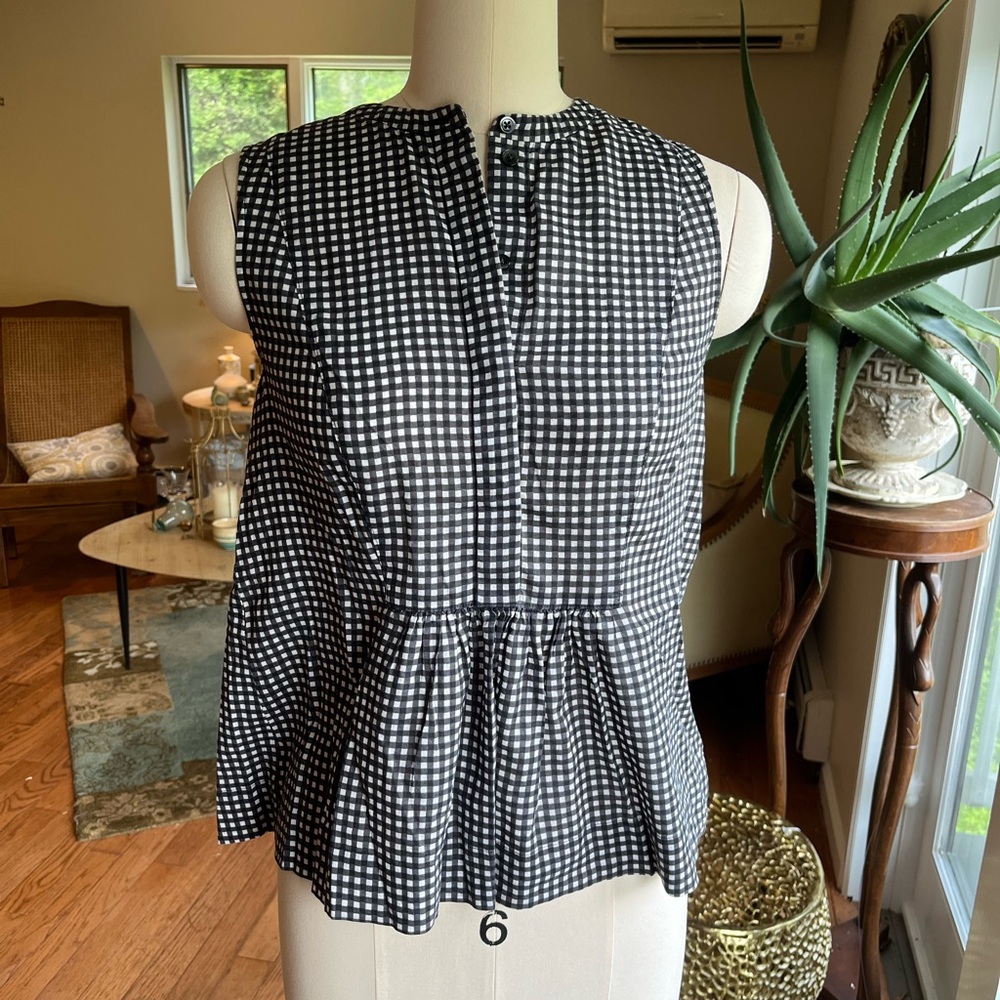 Madewell Black and White Gingham Peplum Shell Top